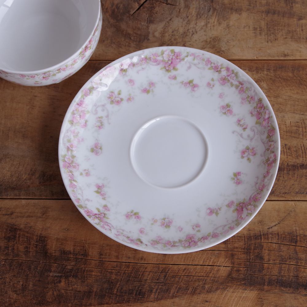  Limo -juteo дверь * Haviland розовый цветочный принт чайная чашка блюдце Франция античный посуда Theodore Haviland #230212-5 Limoges