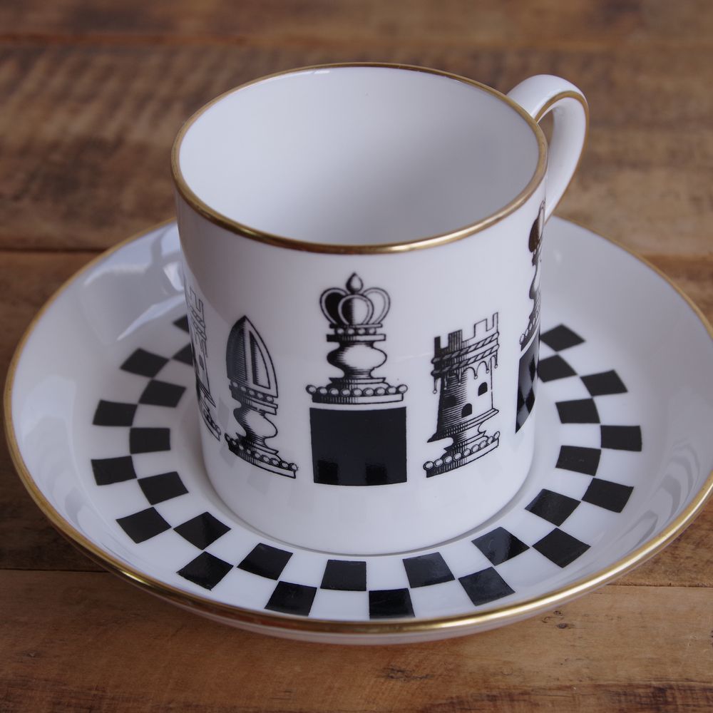 スポード チェス 白黒 コーヒーカップ ソーサー イギリス アンティーク 食器 陶器 #230202-1 SPODE Chess ビンテージ レトロモダンの画像4