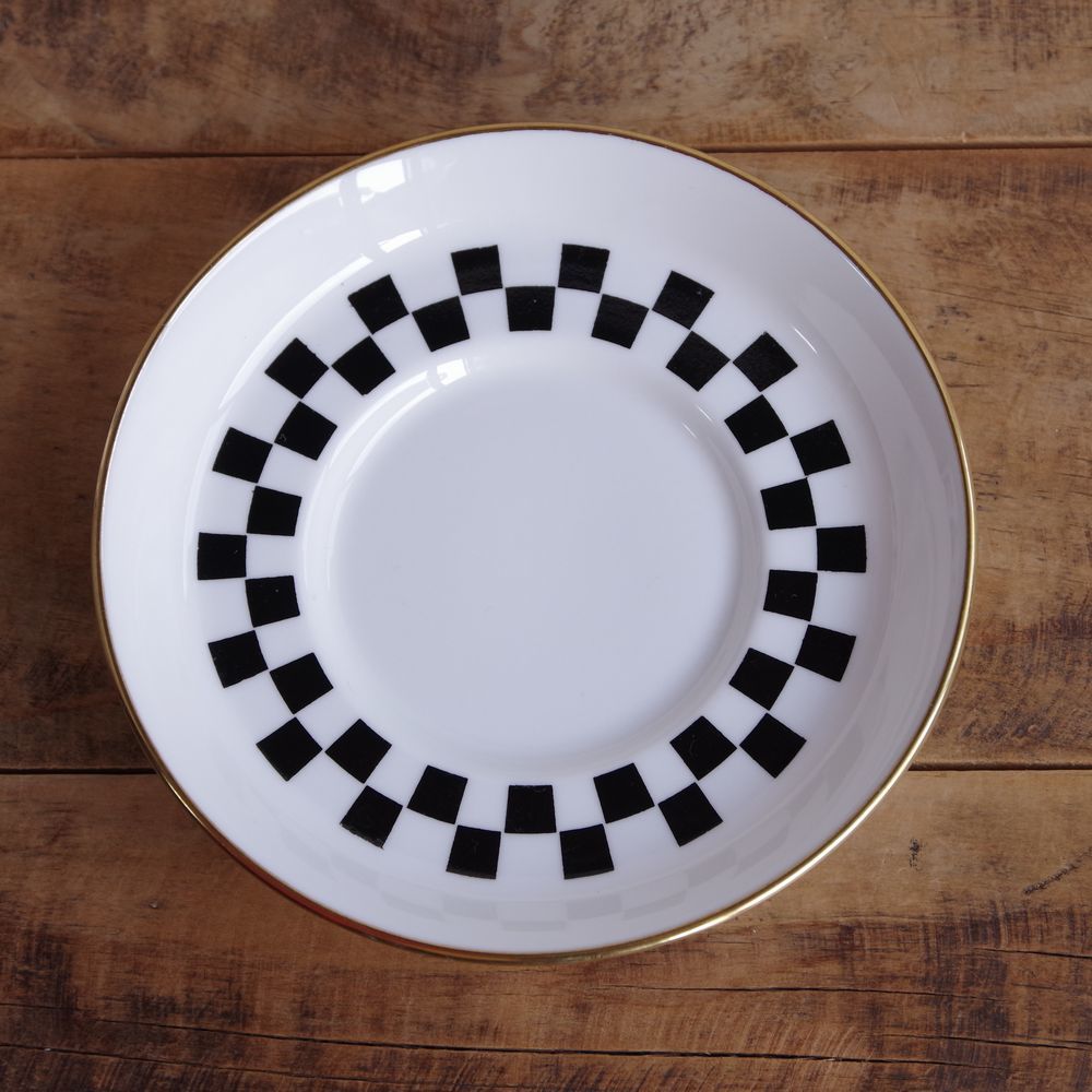 スポード チェス 白黒 コーヒーカップ ソーサー イギリス アンティーク 食器 陶器 #230202-1 SPODE Chess ビンテージ レトロモダンの画像8