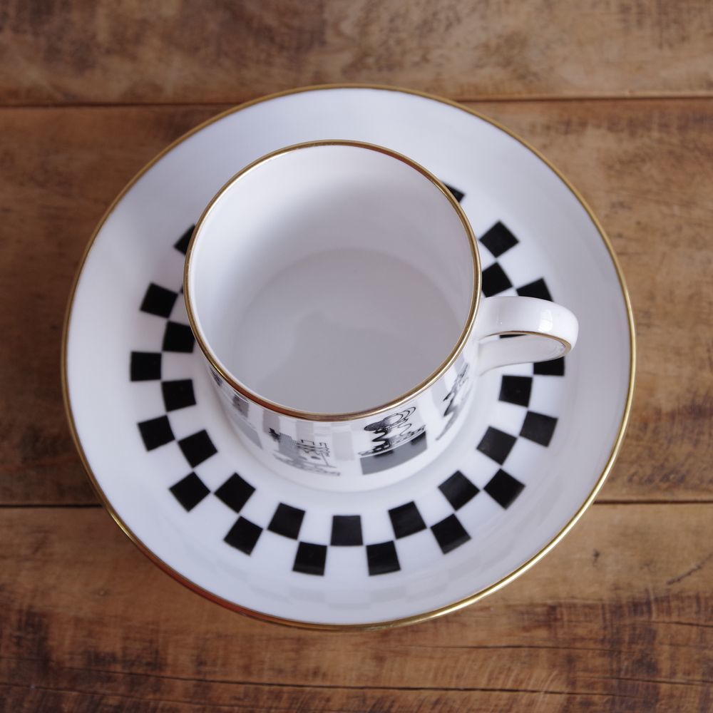 スポード チェス 白黒 コーヒーカップ ソーサー イギリス アンティーク 食器 陶器 #230202-1 SPODE Chess ビンテージ レトロモダンの画像9