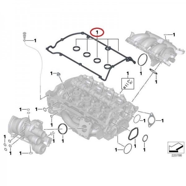 新品 BMW MINI タペットパッキンセット R55 56 57 58 59 60 61 前期 N14エンジン CooperＳ 純正OEM 11127572851 レターパック_画像2