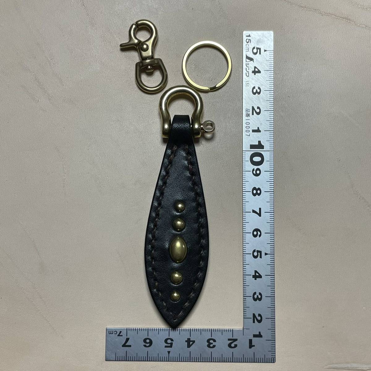 キーホルダー リーフ 極厚レザー ブラック 黒 ビンテージジャック Vintage Jack Keyholder_画像7