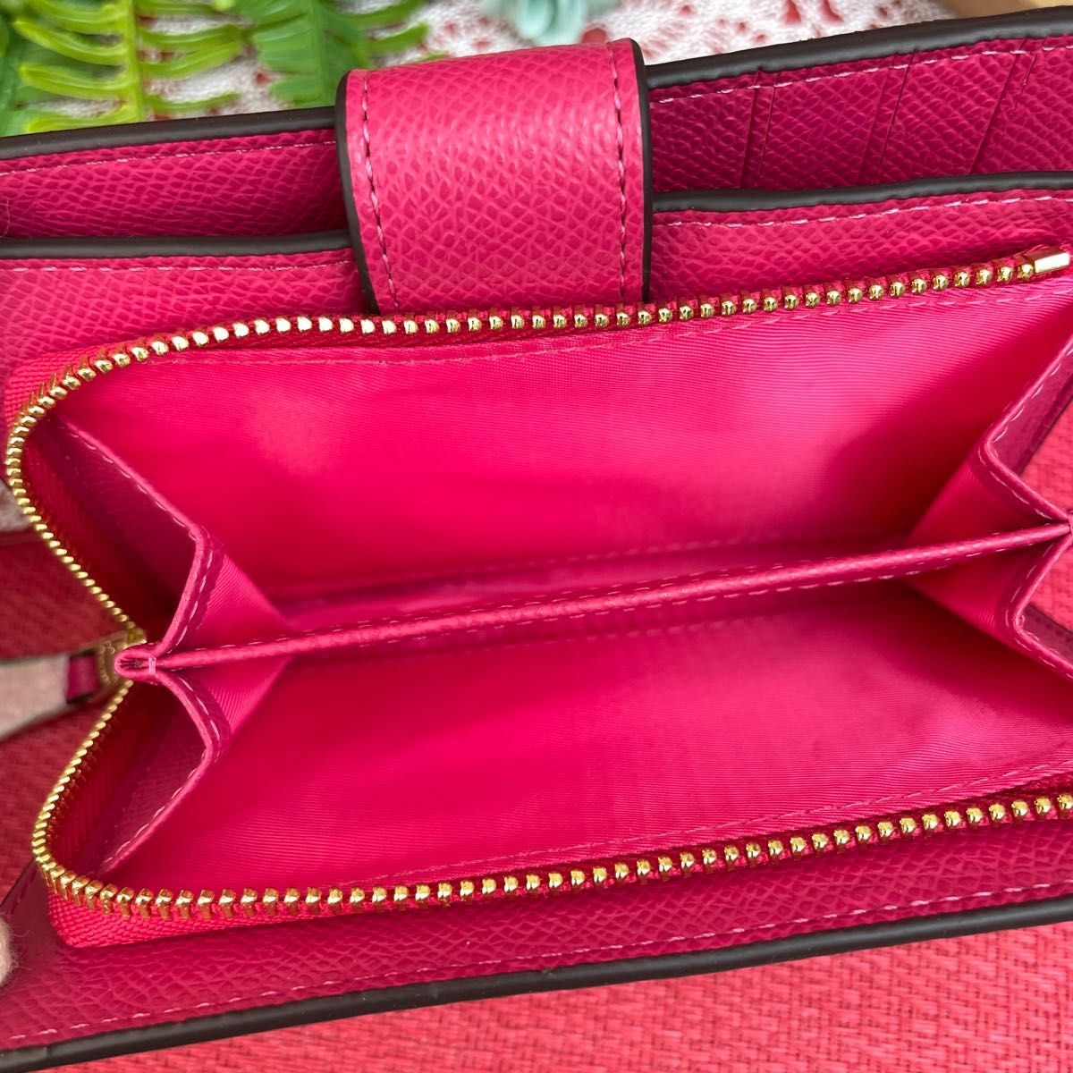 COACH コーチ 二つ折り財布 ダークブラウン シグネチャー × ビビット