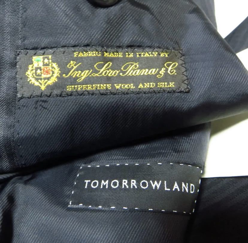 [ одежда ]* не использовался с биркой * TOMORROWLAND Loro Piana шелк ткань tailored jacket полоса чёрный костюм 50 XL