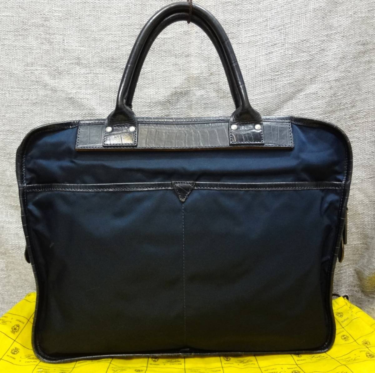 【良品　希少　5.2万円】　Felisi　フェリージ　10-105/1　ブリーフケース ビジネスバッグ　ナイロン×レザー　ネイビー　クロコ柄_画像6