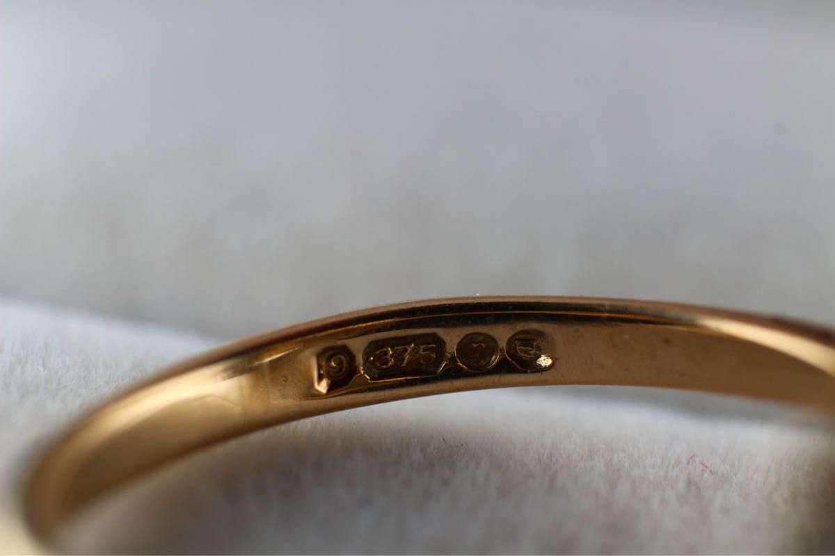 極上 英国 ビンテージ ゴールド リング 指輪 レディース 天然 コランダム サファイヤ 純金率 宝石 ジュエリー 375 J63