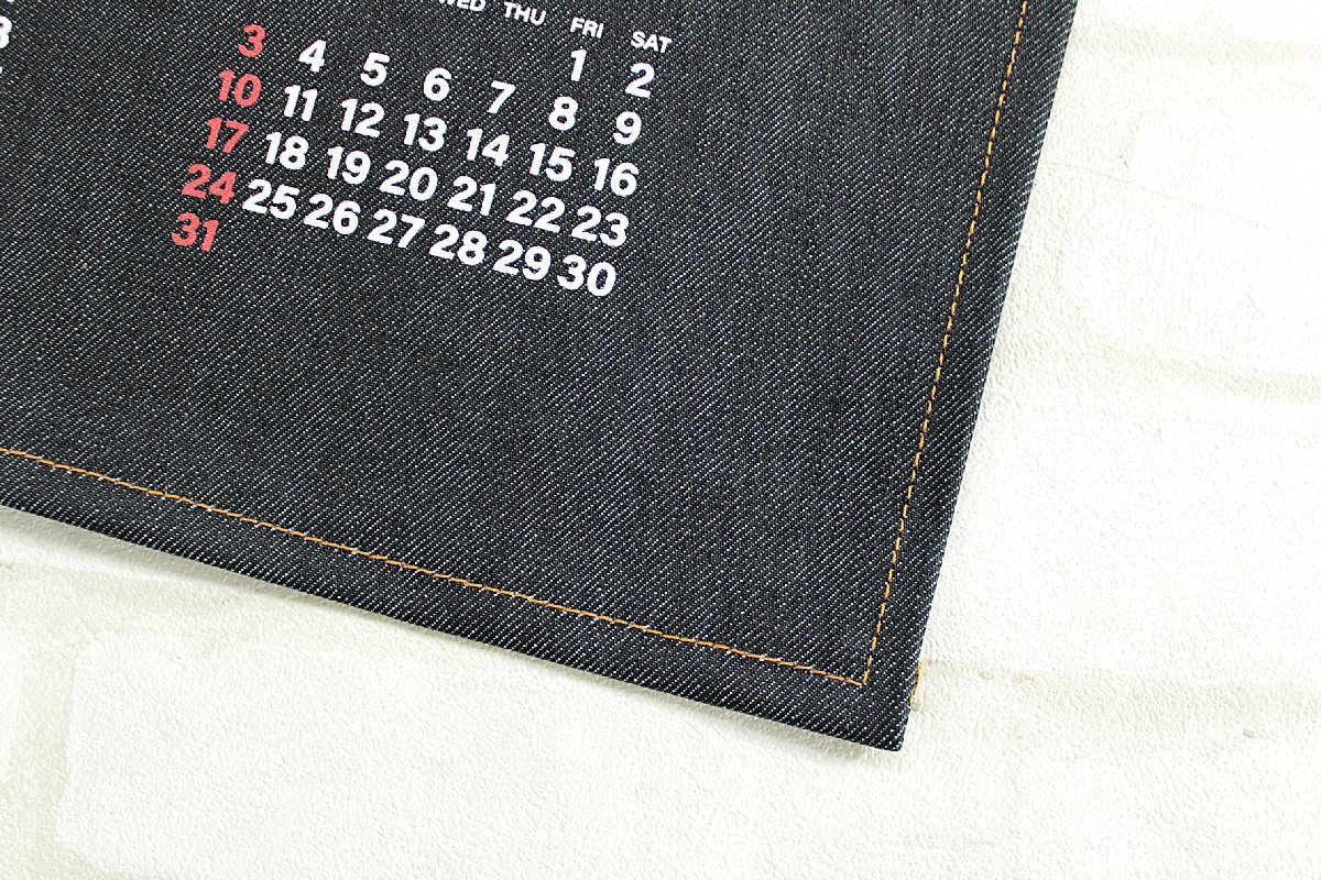  unused goods EDWIN/ Edwin 2023 Denim made wall-mounted calendar / tapestry navy blue white red aj081