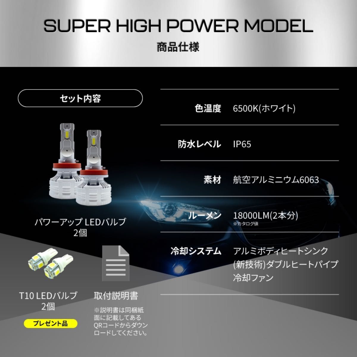 HIDより明るい HB3/HB4 LEDヘッドライト 18000LM スーパーハイパワー 爆光 最強ルーメン フォグ ハイビーム