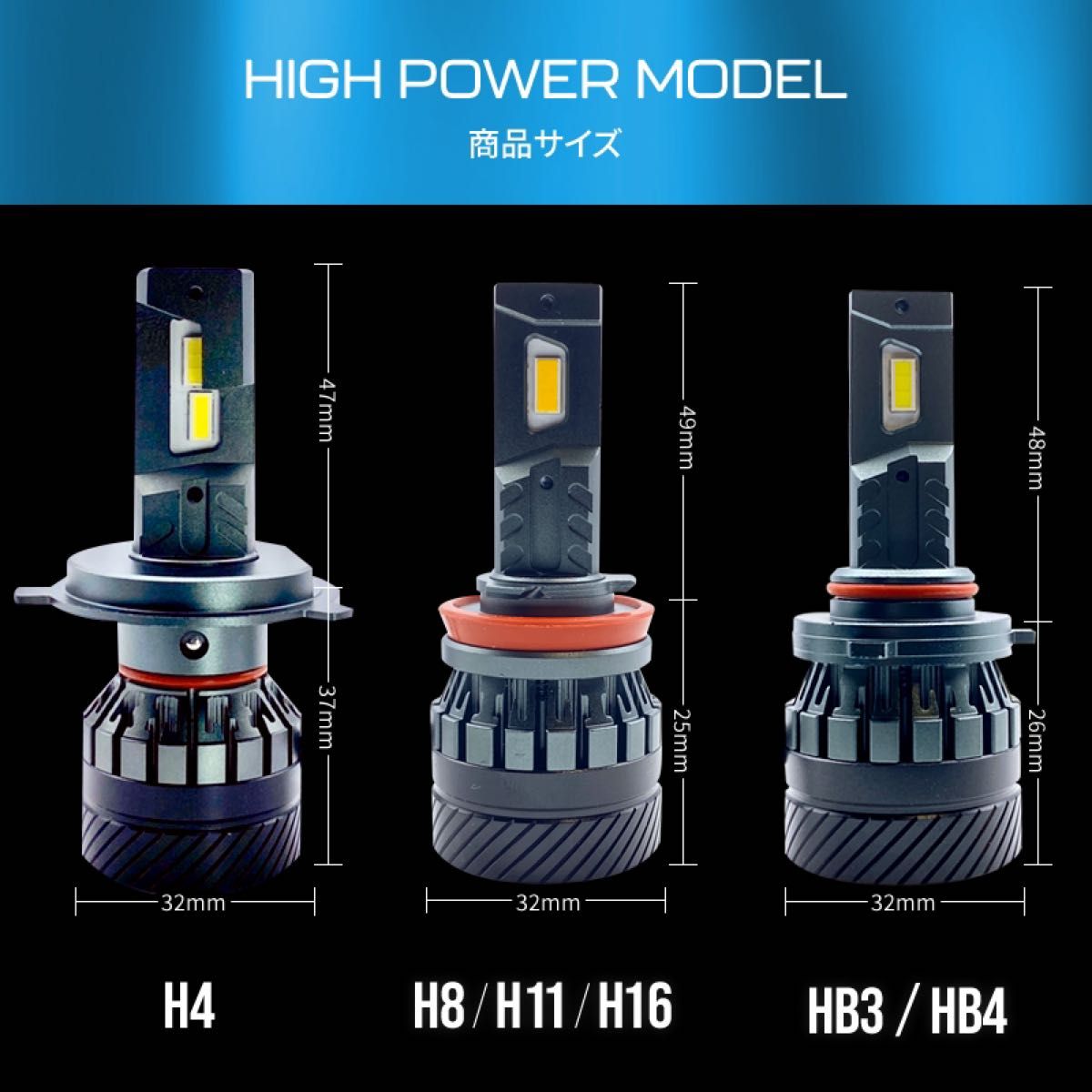 HB3 HB4 LEDヘッドライト ハイパワー HIDより明るい 爆光 H