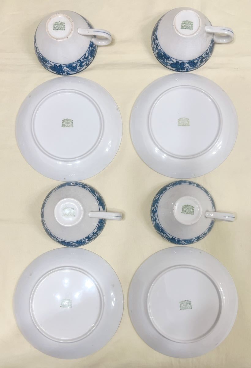 NIKKOニッコ- ダブルフェニックス 葡萄柄カップ&ソーサ-4客 NIKKOニッコ- ダブルフェニックス 葡萄柄カップ&ソーサ-4客