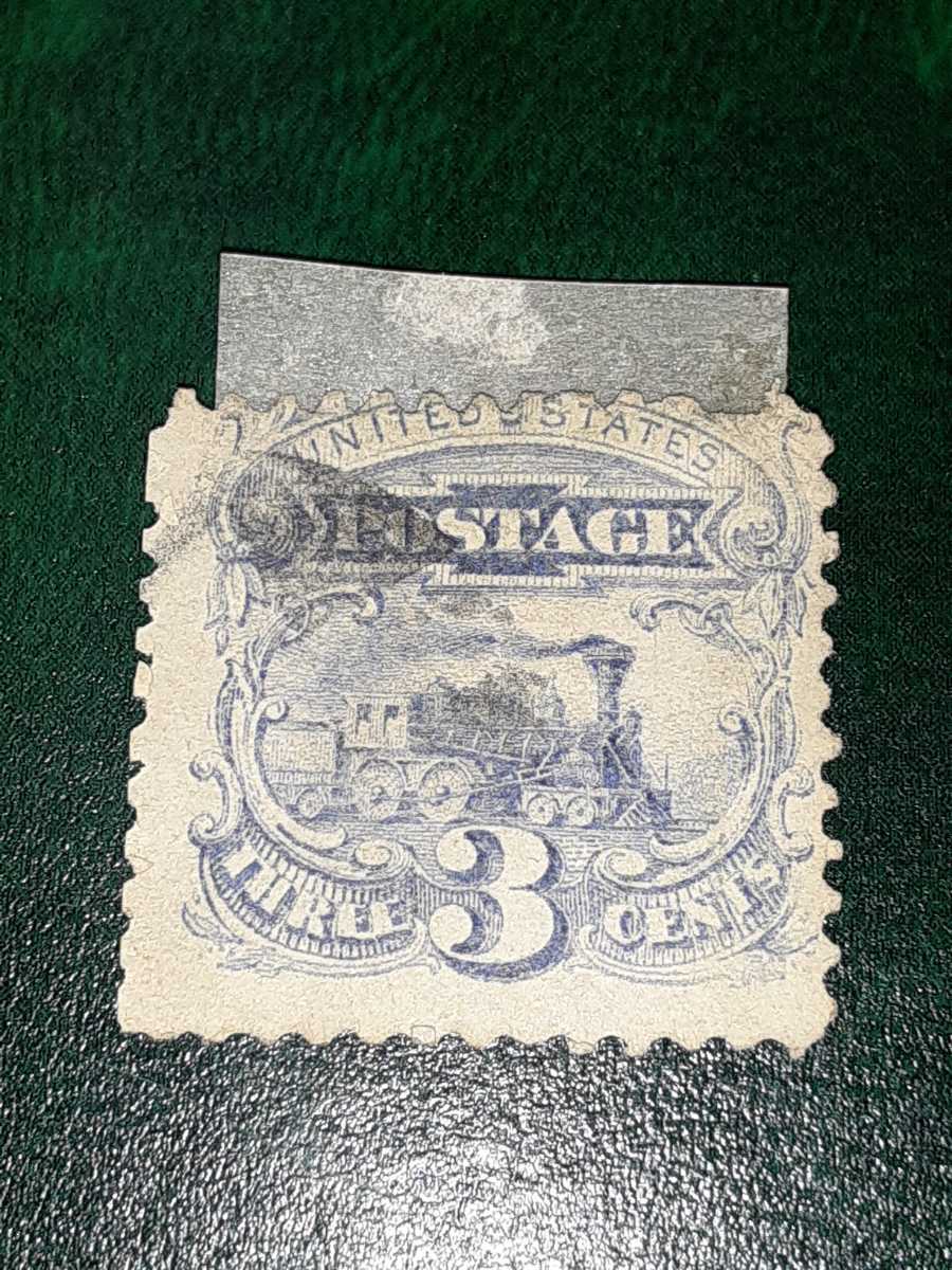 レア　アンティーク切手　アメリカ　1869年 機関車　3c 使用済み_画像3