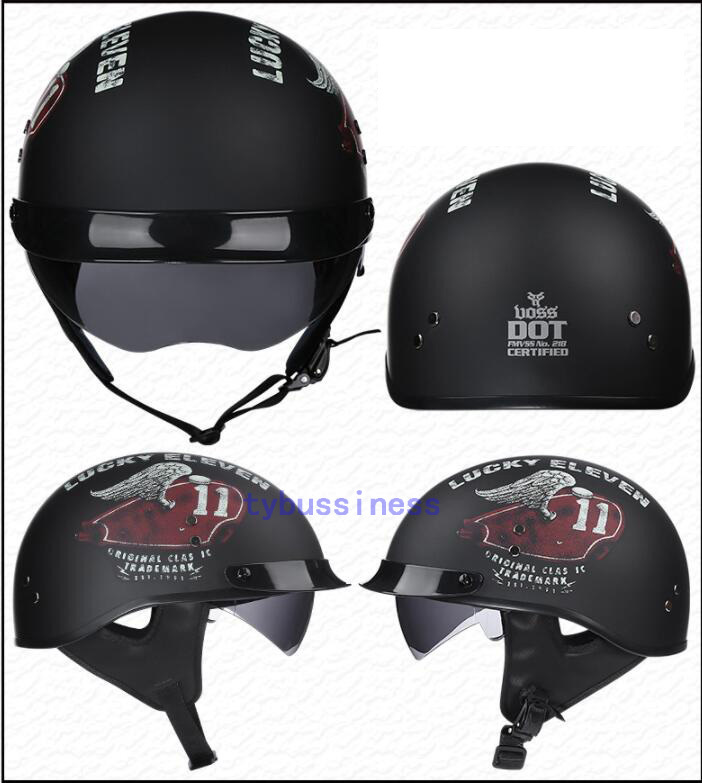 ハーレー 半帽 半キャップ ヘルメット バイク ジェットヘルメット 内蔵サングラス ★ M-XXLサイズ、11色選択可能_画像2