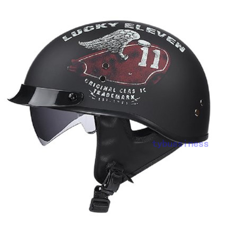 ハーレー 半帽 半キャップ ヘルメット バイク ジェットヘルメット 内蔵サングラス ★ M-XXLサイズ、11色選択可能_画像1
