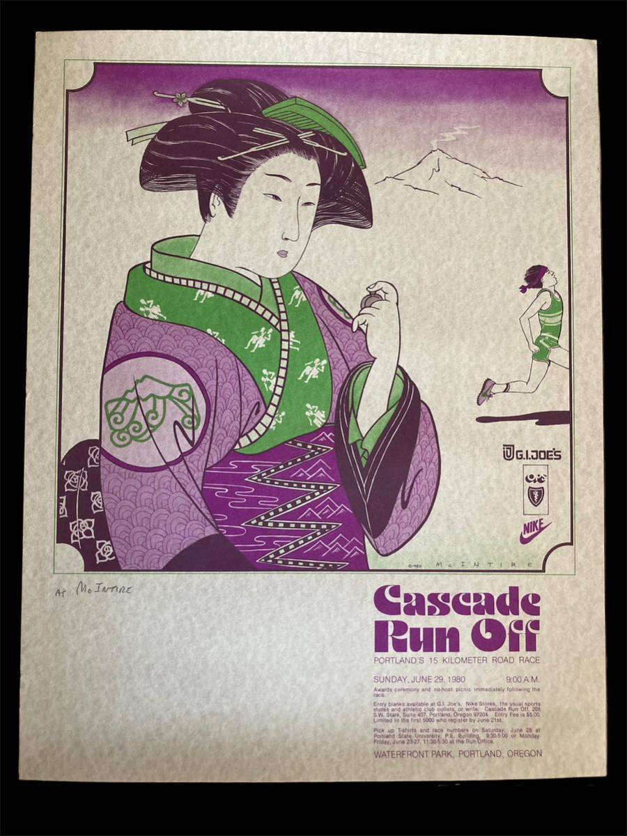 1980’s Vintage NIKE Ukiyo-e poster -Cascade Run Off- ヴィンテージ NIKE 浮世絵　ポスター ナイキ スニーカー_画像1