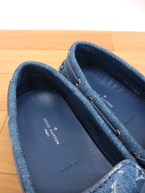 美品 ルイヴィトン 1A65XV モノグラムデニム ドライビングシューズ 35