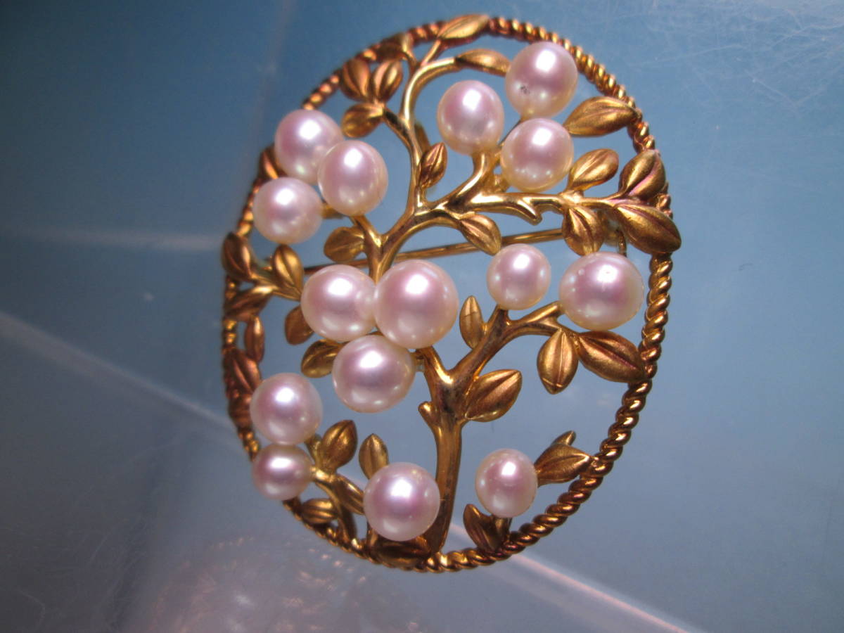 江月】TASAKI K18 本真珠の花のペンダント兼ブローチ 11,5g 正規品 