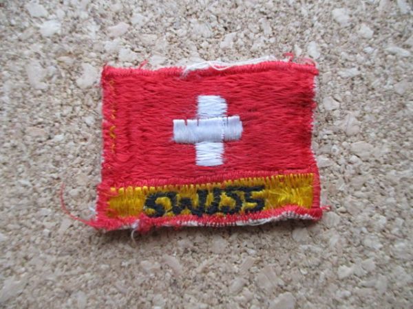 スイス『SWISS』ワッペン/旅人ビンテージ旅voyager手振り北欧back packer横振り刺繍PATCH旅行バックパッカー放浪スーベニア旅行者 D7_画像1