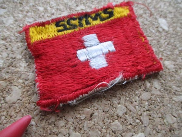 スイス『SWISS』ワッペン/旅人ビンテージ旅voyager手振り北欧back packer横振り刺繍PATCH旅行バックパッカー放浪スーベニア旅行者 D7_画像4
