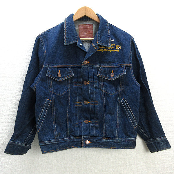 k#80 period # East Boy /EAST BOY chain stitch embroidery Denim jacket /G Jean / Vintage [M]MENS#21[ used ]