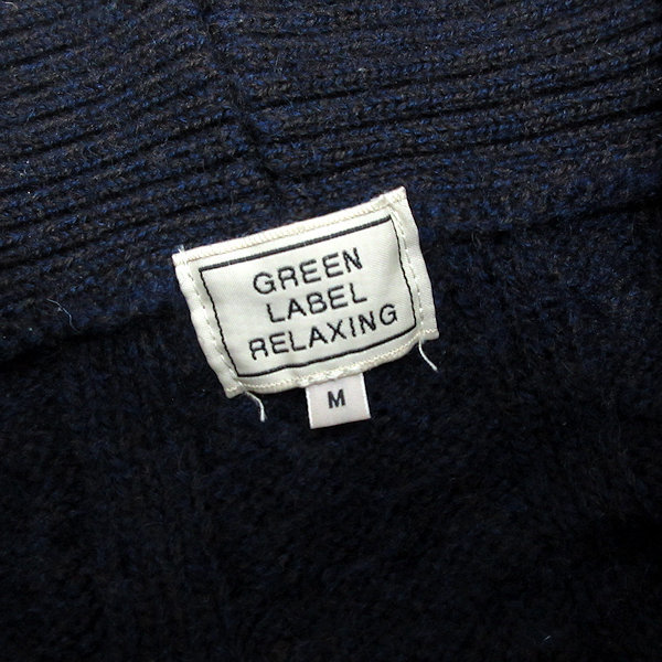 z# United Arrows /Green Label Relaxing кабель плетеный шаль цвет кардиган [M] темно-синий /MENS/58[ б/у ]