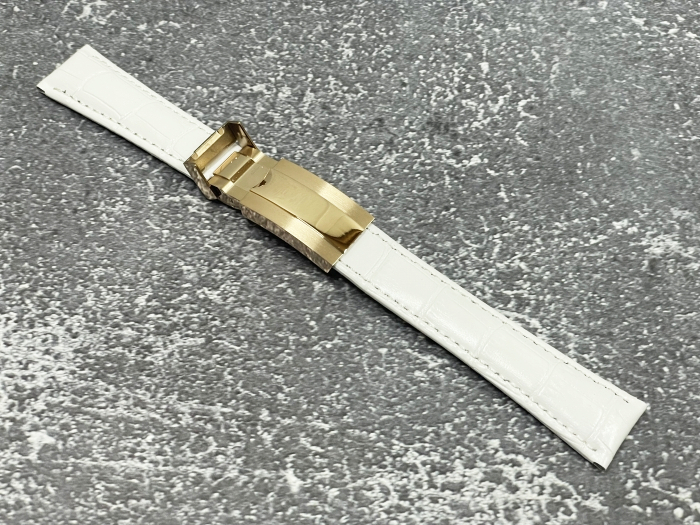 送料無料 腕時計ベルト レザーベルト カラー：ホワイト/ローズ ラグサイズ：20mm 革ベルト【対応モデル ロレックス ROLEX チューダー】の画像1