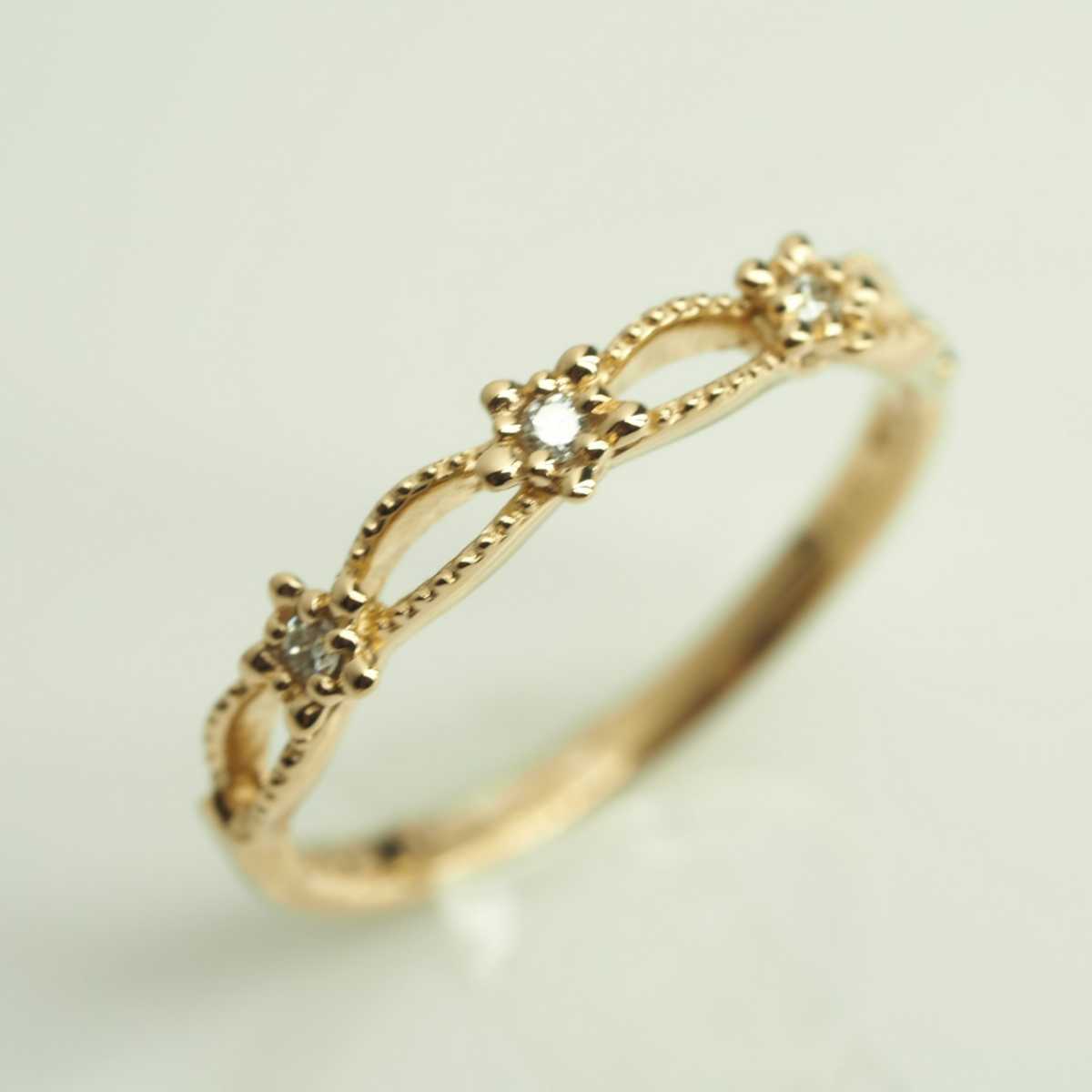 STAR JEWELRY スタージュエリー 天然ダイヤリング K18YG D0.02ct 5号 アクセサリー、時計 ブランドアクセサリー スタージュエリー
