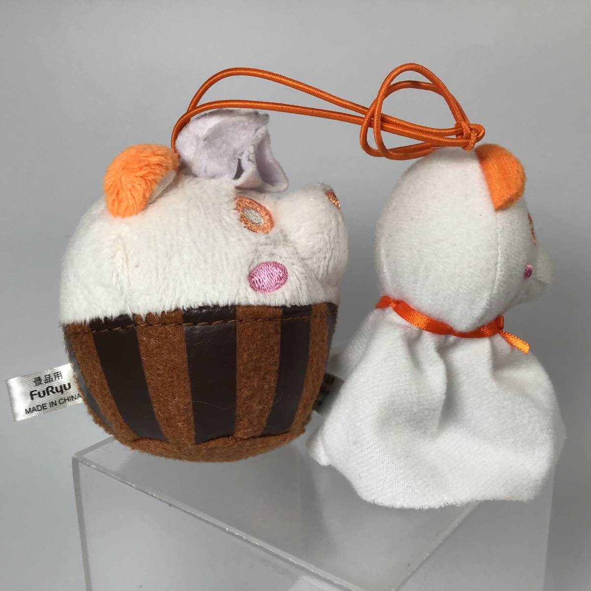 N-282☆ えーパンダ　オレンジ　二点セット　カップケーキとてるてる坊主　ぬいぐるみ　FuRyu　景品用　商品タグ無し　動物　ぱんだ パンダ_画像4