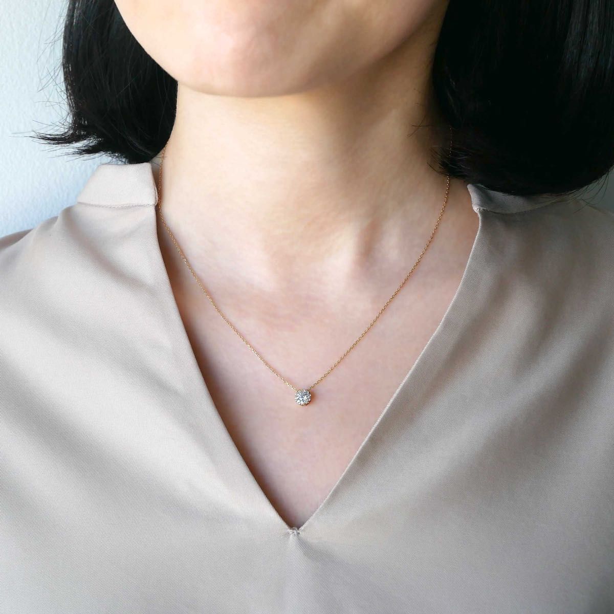ヴァンドーム青山 K18 YG ガーランド ネックレス 0.25ct ダイヤ