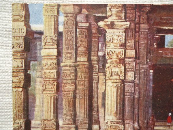 【絵葉書1枚】 Colonnade, Hindoo Pillars, Kutub Minar - DELHI /Raphael Tuck & Sons OILETTE /列柱 建築 ヴィンテージ 33-1_画像3