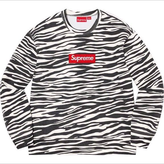 【新品未使用】 Lサイズ 22FW Supreme Box Logo Crewneck Zebra シュプリーム ボックスロゴ クルーネック ゼブラ スウェット_画像2