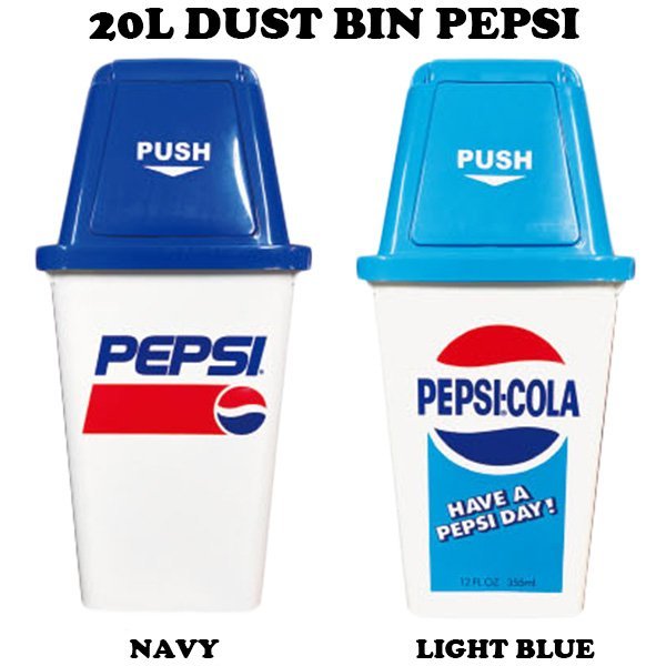 ■ ＰＥＰＳＩ・ペプシ ■【ダストボックス20L・ライトブルー】※ アメリカン　ガレージ　ごみ箱　ダストビン_※色・柄違い、ネイビーも出品中です。