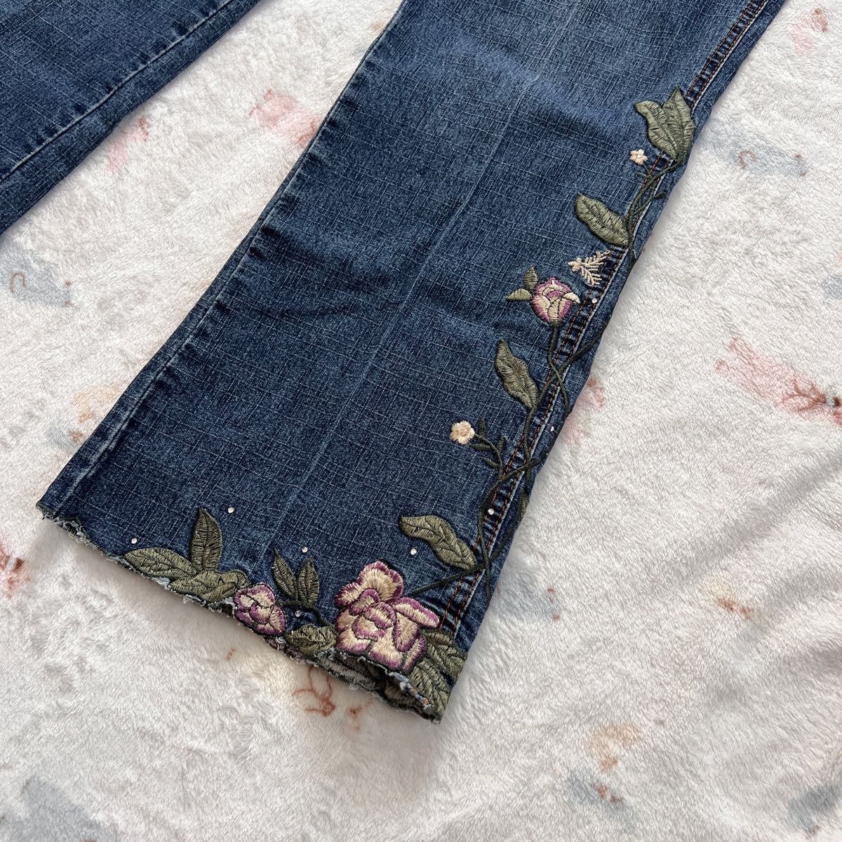 00s SHYGER デニム 刺繍 花柄 フレアパンツ ブーツカット