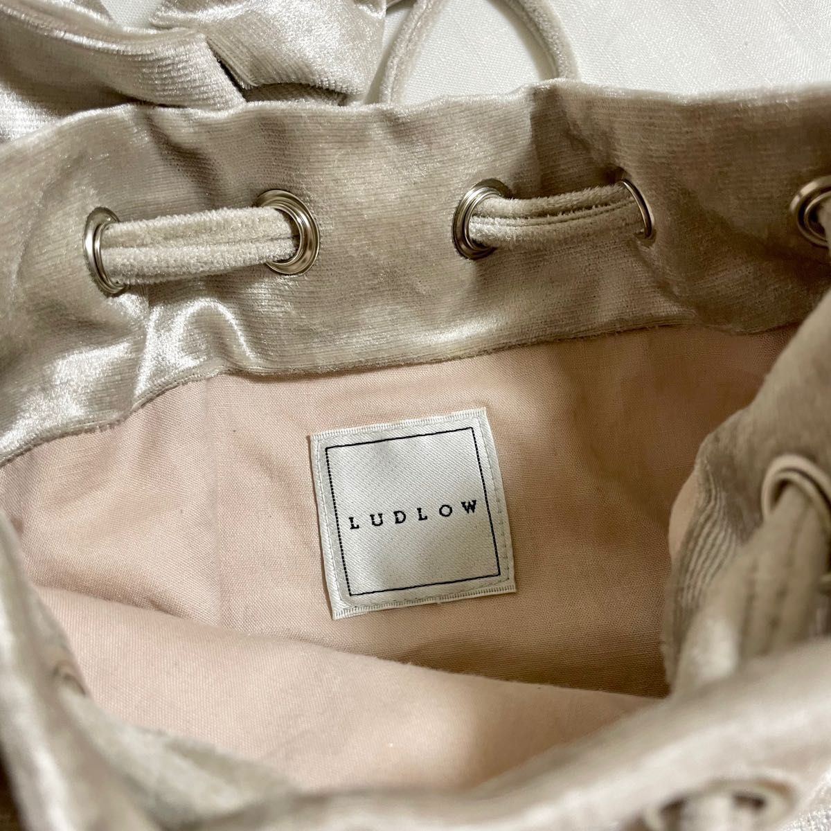 LUDLOW ラドロー ベルベット ベロア リボン 巾着 ショルダー LUDLOW ラドロー ベルベット ベロア リボン 巾着 ショルダー