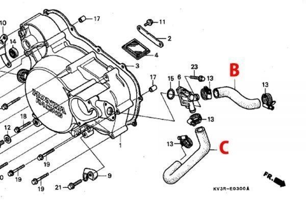 単品売り！【Ｂ】ウォーターホースB　シリコンラジエターホース　T2Racing製　NSR250R　MC２１・２８　ブルー_画像2