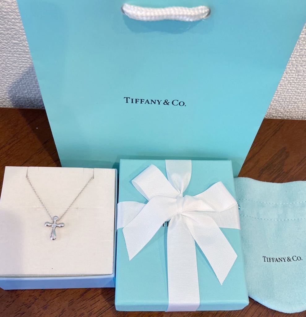 新品 未使用 正規品 ティファニー tiffany&co ネックレス クロス　十字架 シルバー ケース 巾着 紙袋 リボン 箱付き プレゼント ギフト_画像9