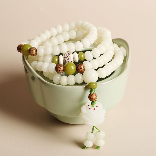 [EasternStar] natural .. root breath rice‐flour dumplings ..6*8mm 108 sphere .. beads .. bracele type 3