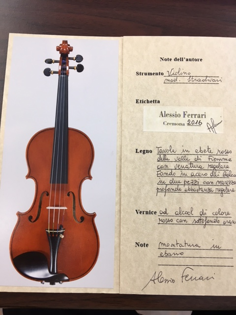  violin Italy made Alessio Ferrari Meister meido2016 year made made certificate attaching! other shop reference price 150~200 ten thousand jpy! settlement of accounts complete red character 