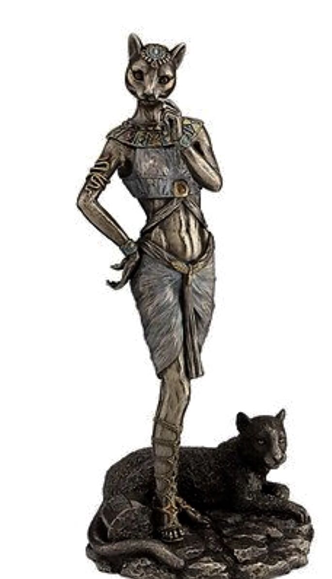 【エジプト女神 バステト セクシー ブロンズ風像】猫の女神