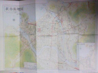 昭和43年[最新萩市街地図/萩市全域図]バス路線/バス停名