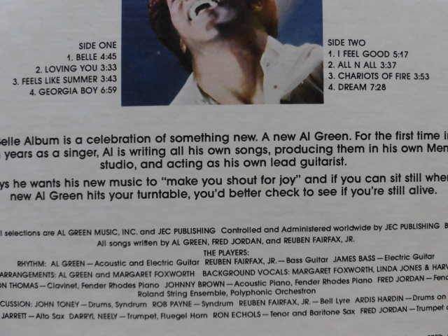 Al Green/The Bell Album  アル自身の作曲 ギター演奏 アレンジプ＆プロデュース、Hiサウンド、サザン・ソウル1977年USオリジナルの画像5