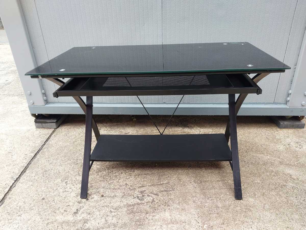 *①* office desk *PC desk * office work desk * office desk * office furniture * glass made * disassembly possibility * length 60cm* width 120cm* height 73cm* receipt warm welcome *