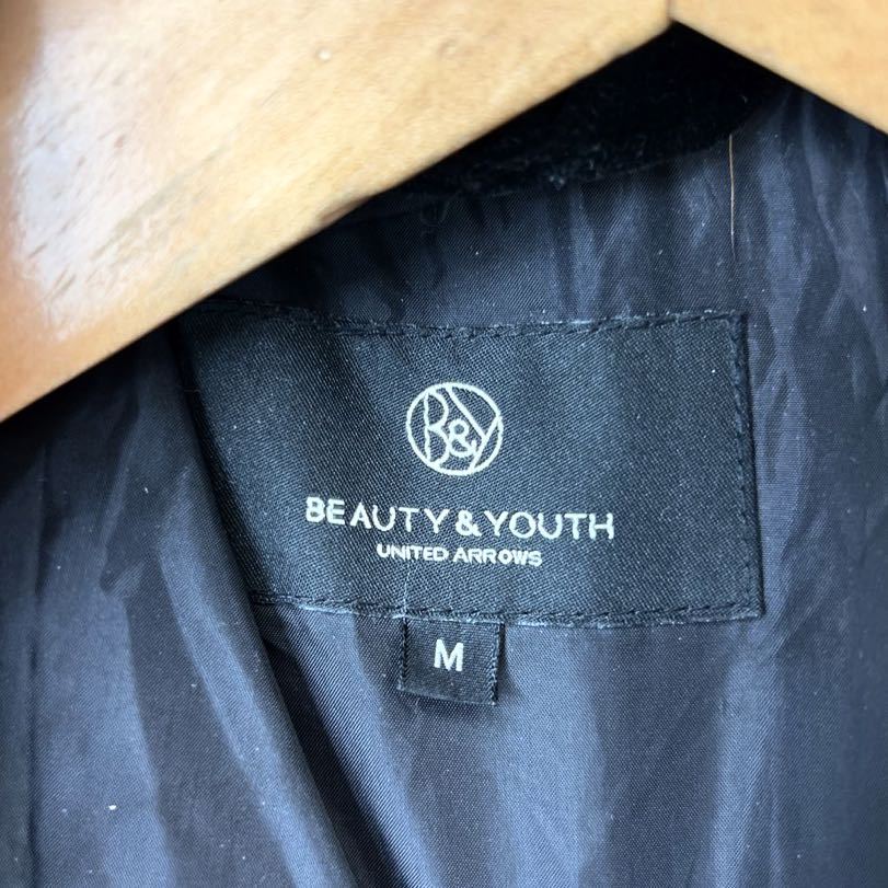 BEAUTY＆YOUTH UNITED ARROWS ☆ 大人の色気感◎ ベロア ブラック ダウンジャケット 細身 ダウンパーカー M ユナイテッドアローズ■CC222_画像5