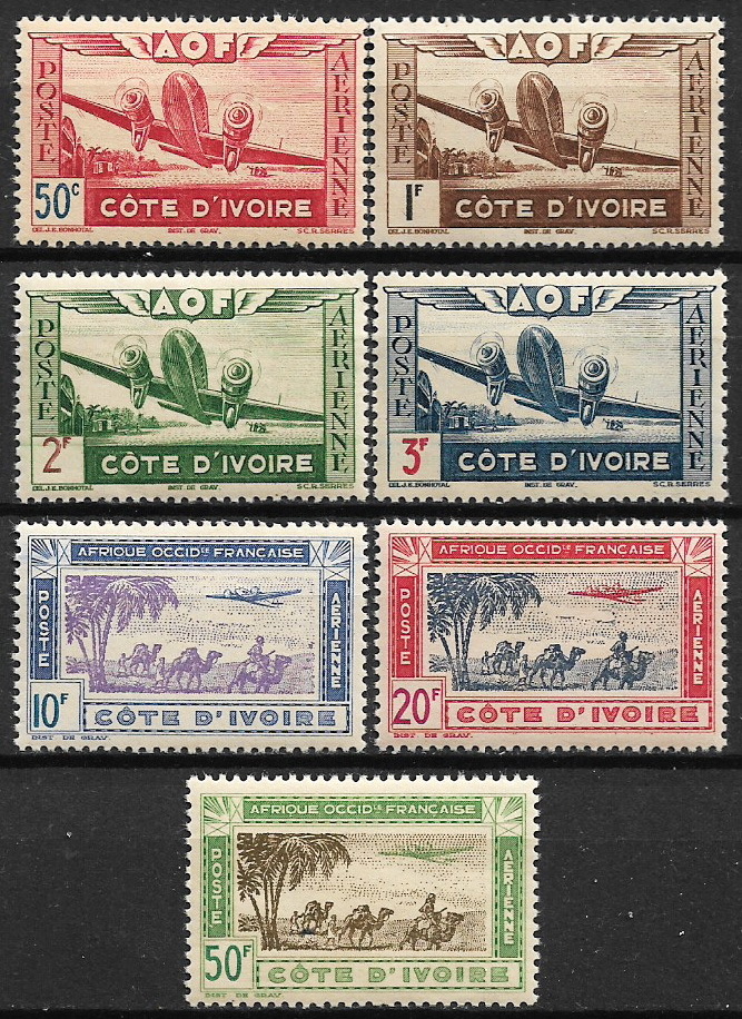 *1942 year France . coat jibowa-ru the first period issue aviation stamp unused (NH,LH)(SC#C6-C13)*UH-326
