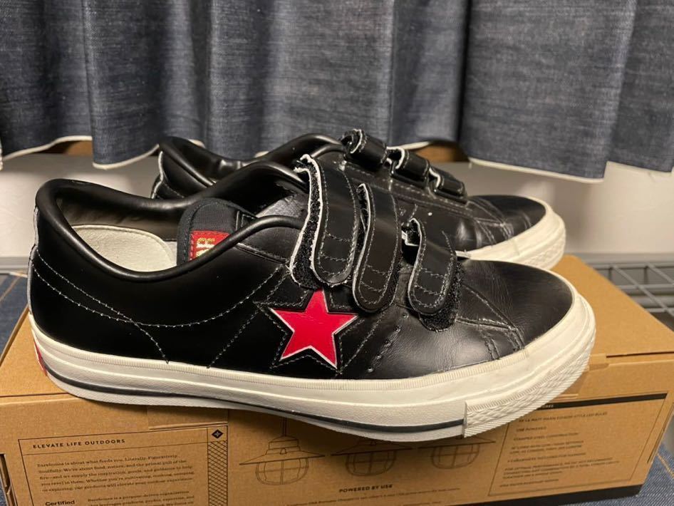 美品 CONVERSE コンバース ONE STAR ワンスター ベロクロ US8.5 日本サイズ27センチ 赤黒 90s ゴールデンサイズの画像3