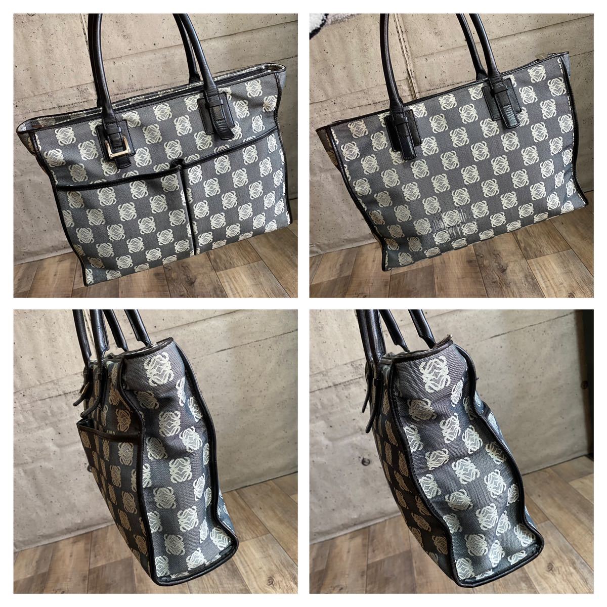 ロエベ アナグラム デニム ワンショルダーバッグ シルバー金具