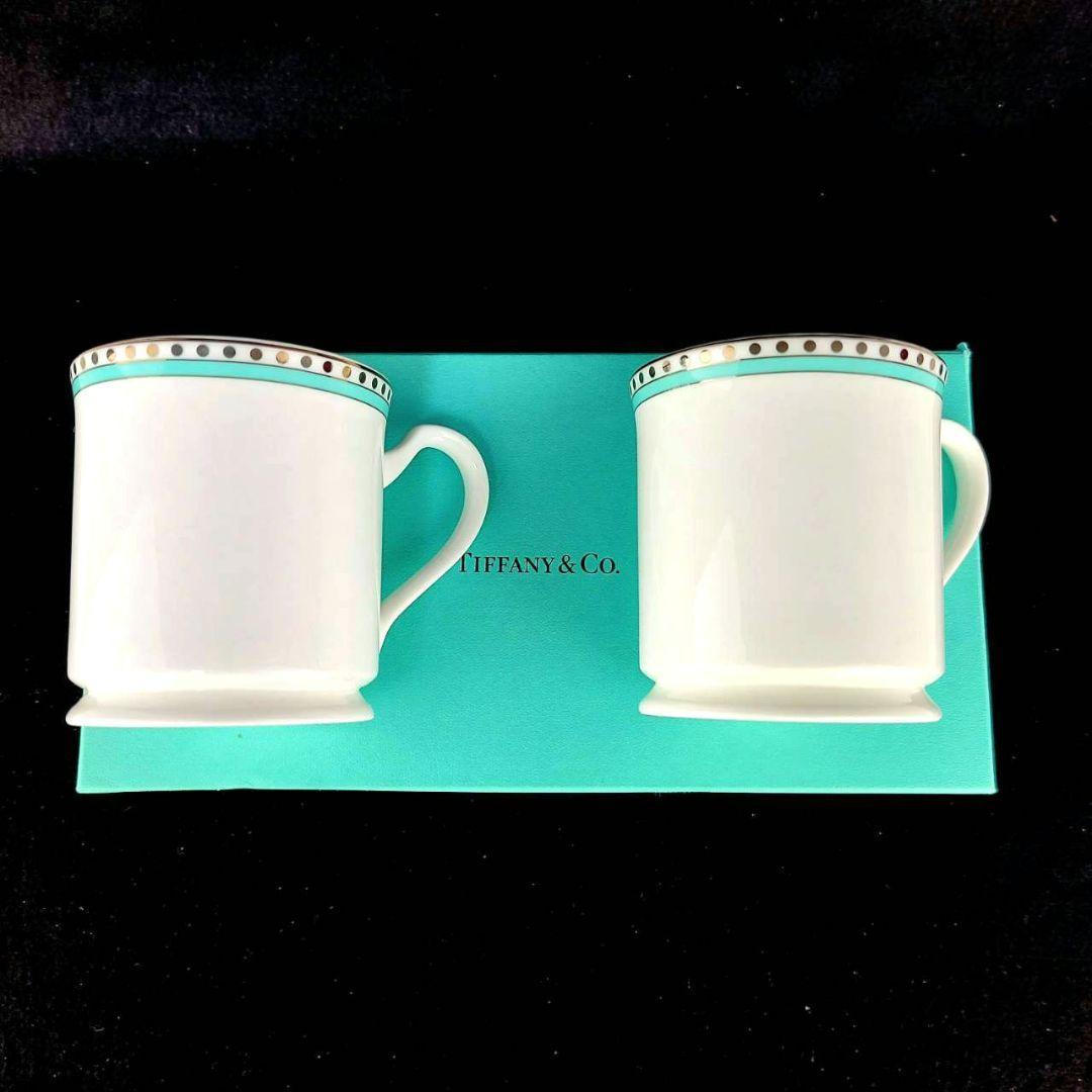 未使用 ティファニー Tiffany&Co. プラチナブルーバンド マグカップ 2客 ペア 箱つき 最新の値下げ商品