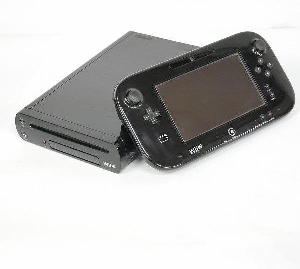 Nintendo/ニンテンドー Wii U 本体 ＋パッド　32GB ブラック　動作確認済　ACアダプター本体用・パット用あり　ソフト：6本付