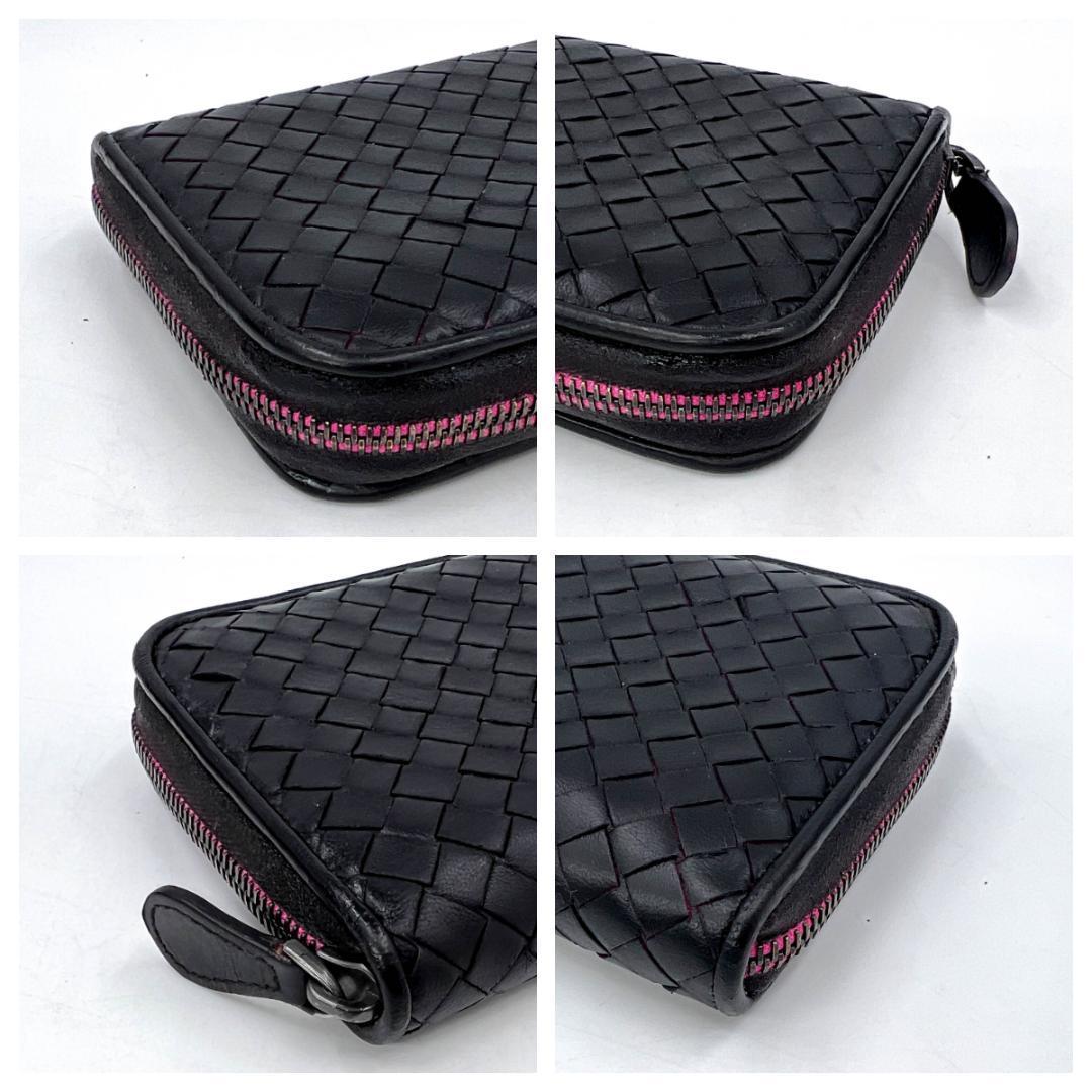 1円～★極美品★2563　BOTTEGA VENETA　114076　ボッテガヴェネタ ジップアラウンドウォレット 長財布　ブラックｘピンク系_画像4