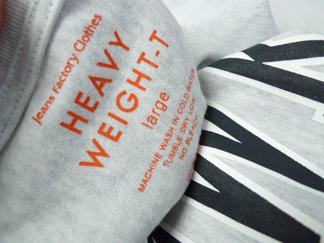 ◆Jeans Factory × HEAVY WEIGHT-T カレッジプリント ロンT 長袖 Tシャツ グレー サイズL 美品　ジーンズファクトリー_画像4