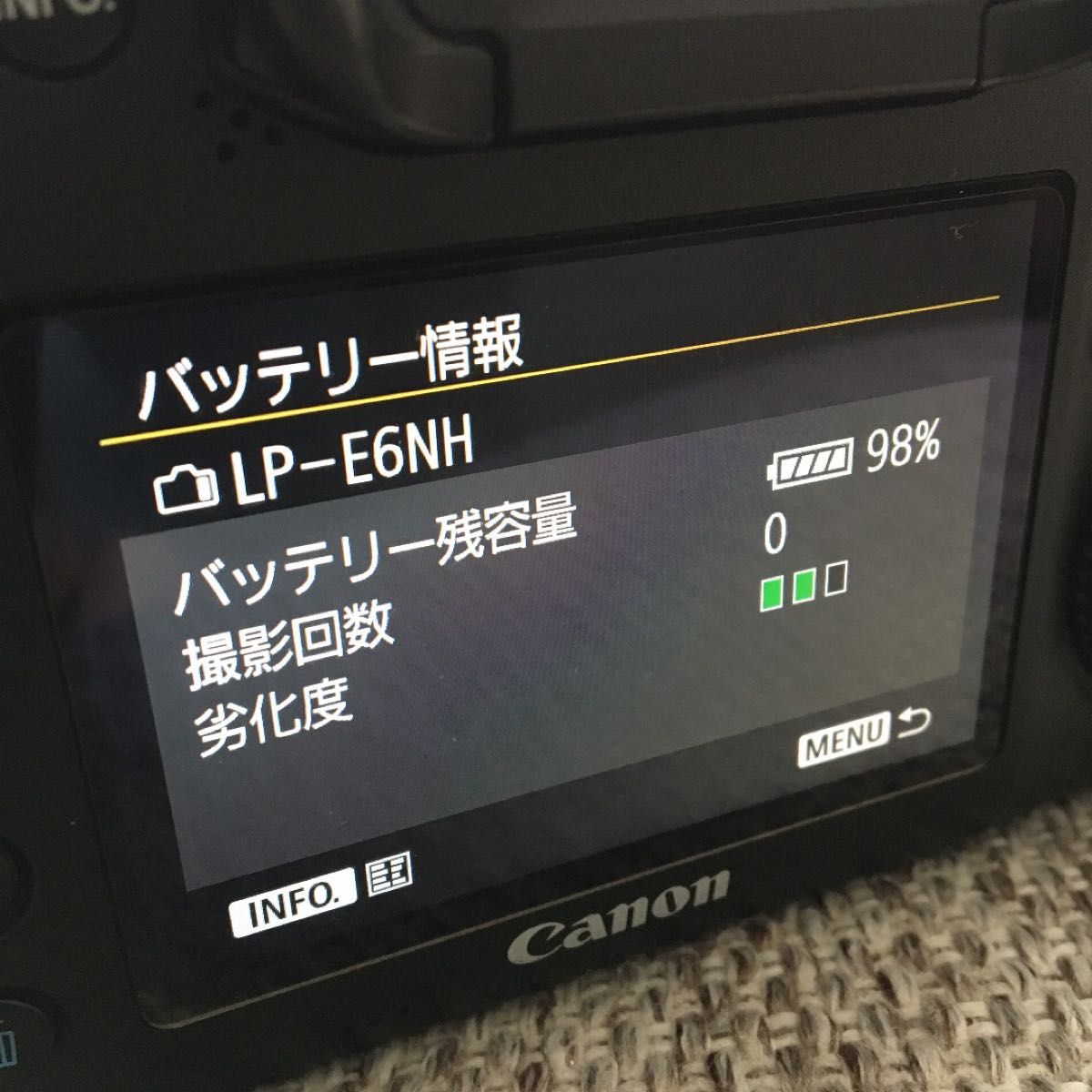 Canon キヤノン バッテリーパック LP-E6NH 劣化度 2メモリ表示 Canon キヤノン バッテリーパック LP-E6NH 劣化度 2メモリ表示